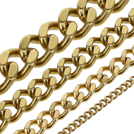 4 Sided Twisted Solid Brass Purse Chain by the Yard, Natural Brass