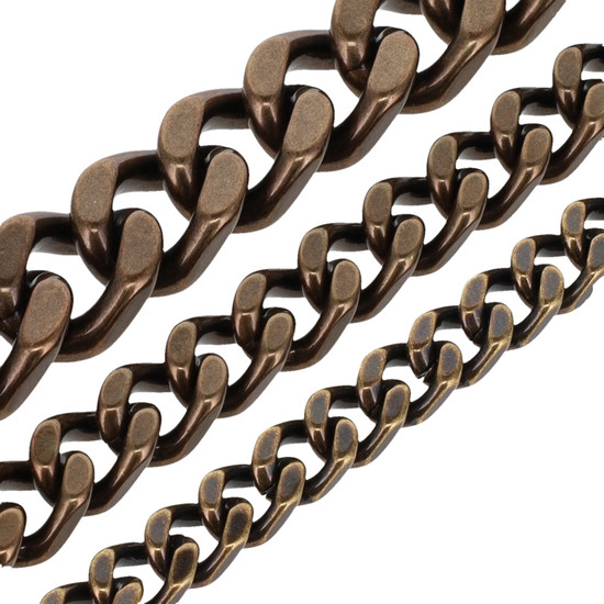 4 Sided Twisted Solid Brass Purse Chain by the Yard, Antique Brass