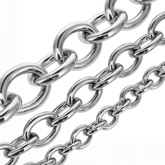 Oval Solid Brass Purse Chain by the Yard, Nickel Plate