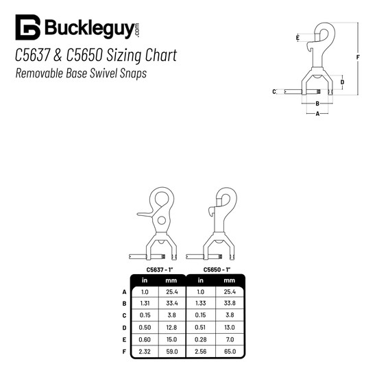 Sizing chart for C5637 trigger snaps size-chart
