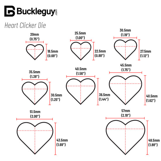 Heart Clicker Die Sizing Chart