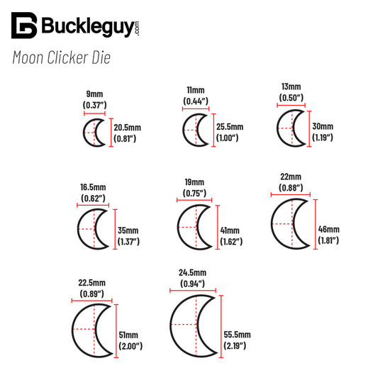 Moon Clicker Die Sizing Chart