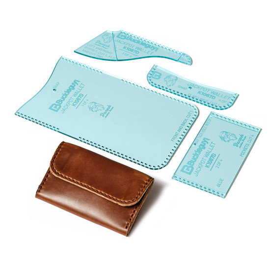 Acrylic pattern template for making a folded flap wallet
