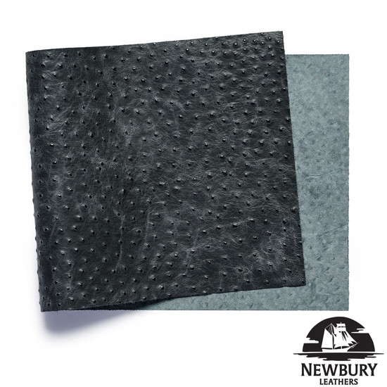 Black Ostrich Embossed Leather, Panels
