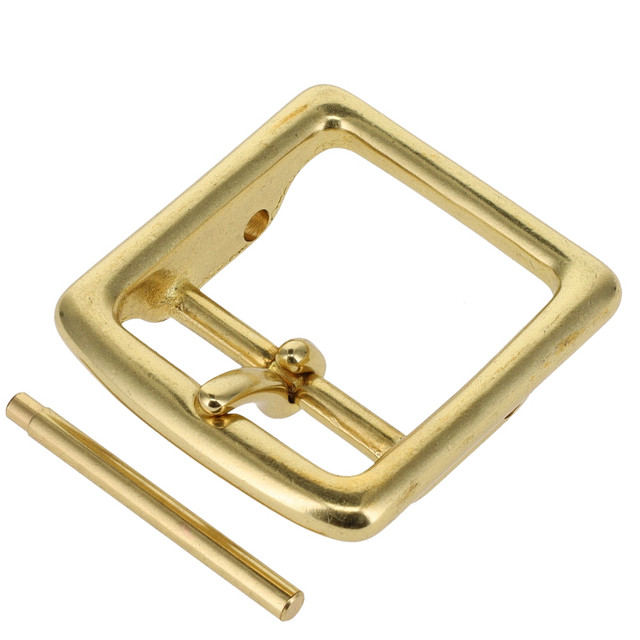G0031 1 1/4" Natural Brass, Center Bar Buckle, Solid Brass