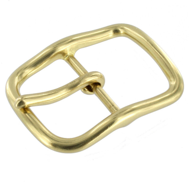 G4762 38mm Natural Brass, Center Bar Buckle, Solid Brass
