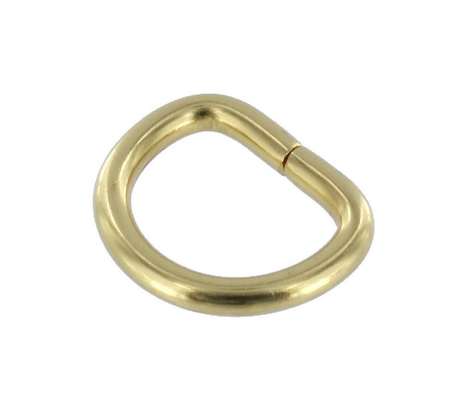 B1599 7/8" Natural Brass, Wired Formed D-Ring, Solid Brass-LL
