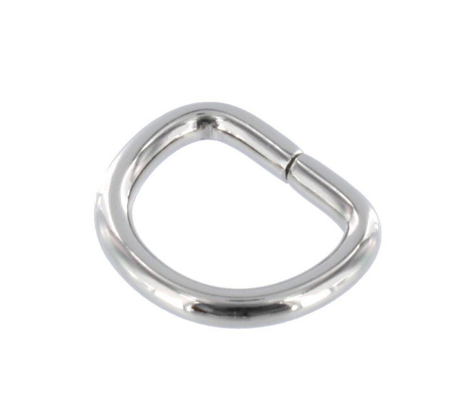 B1599 7/8" Nickel Plate, Wire Formed D-Ring, Solid Brass-LL
