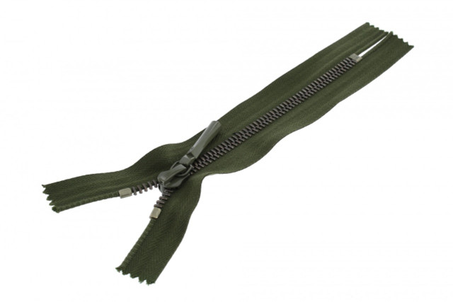 Eloxal 6 Riri Zipper, Closed End, Aluminum Teeth (BR), Olive, Spin Pull 15cm (5.9 in)