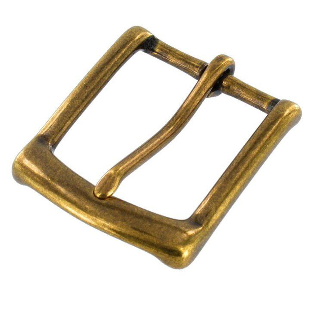 B7106 1 1/4" Antique Brass, Heel Bar Buckle, Solid Brass-LL