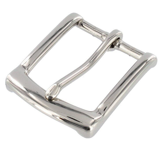 B7106 1 1/4" Nickel Plate, Heel Bar Buckle, Solid Brass-LL