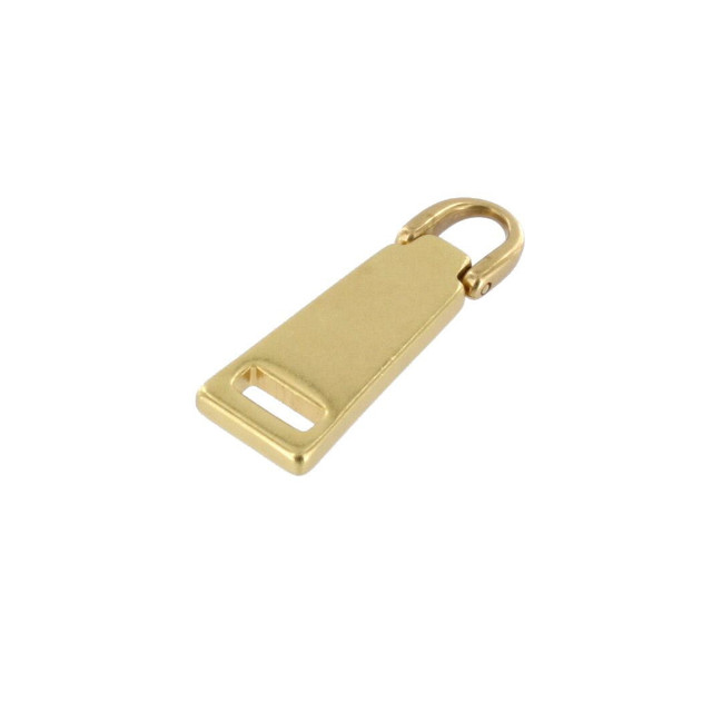 LZC-7334 Natural Brass, Hinge Zipper Pull (no logo), Solid Brass-LL