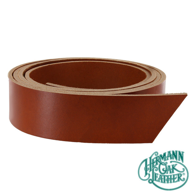 Hermann Oak English Bridle Leather Strap, Chestnut, 55" to 60" Long, 8-10oz