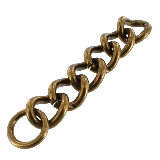 G10405 15mm Antique Brass, 6-Link Chain with 15mm O-Ring, Solid Brass