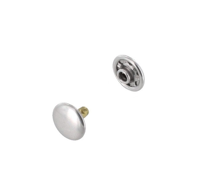 RV9564 Double Cap Rivet, Cap 9.5mm, Post 6.4mm, Nickel Plate, Solid Brass-LL (100 sets per bag)