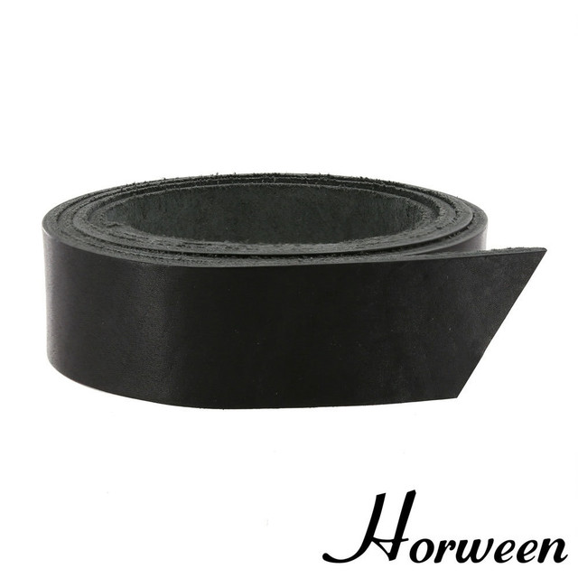 Horween Essex Leather Strap, Black, 55" to 60" Long, Multiple Weights