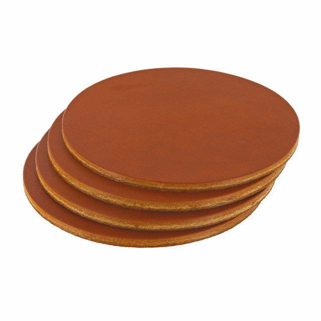 Leather Coasters, Wickett & Craig English Bridle, Circle, Chestnut (4pc set)