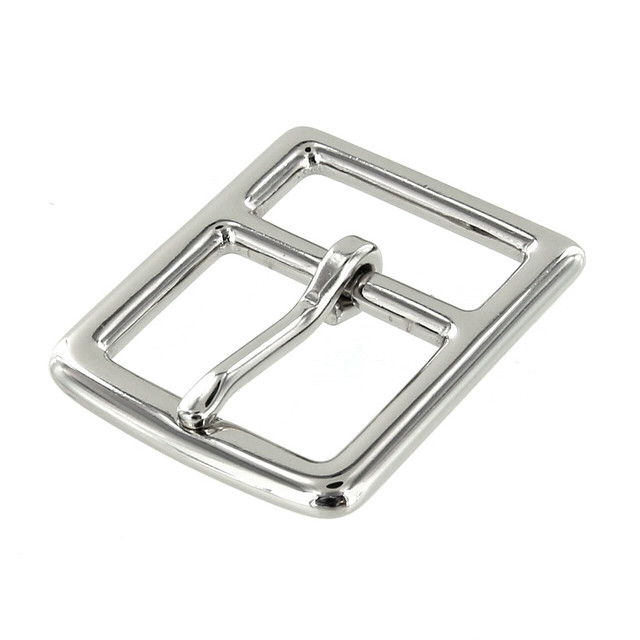 B7975 1 1/4" Nickel Plate, Center Bar Buckle, Solid Brass-LL