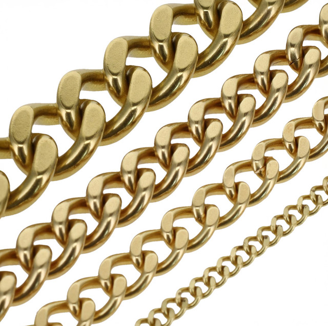 B8840 Natural Brass, Two-Side Flat Chain, Solid Brass-LL (36" length)