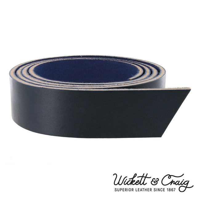 Wickett & Craig English Bridle Leather Strap, Navy, 55" to 60" Long, 8-10oz & 10-12oz