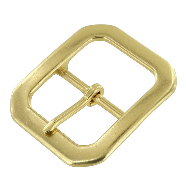 B9312 1 1/2" Natural Brass, Center Bar Buckle, Solid Brass-LL