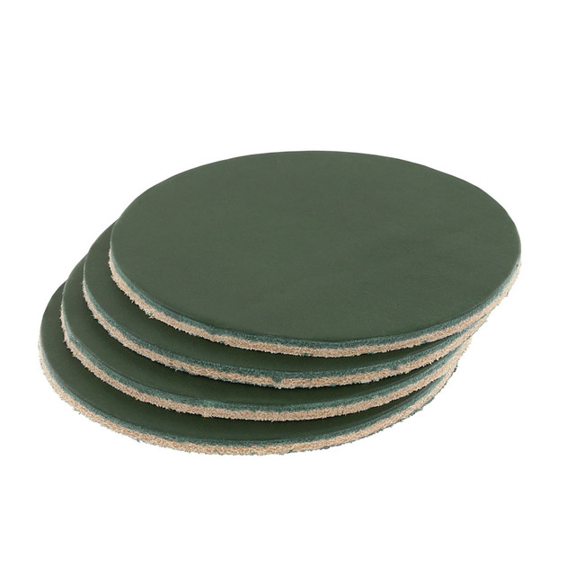 Leather Coasters, Wickett & Craig English Bridle, Circle, Zucchini (4pc set)