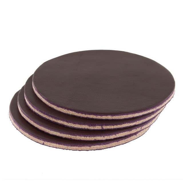Leather Coasters, Wickett & Craig English Bridle, Circle, Eggplant (4pc set)