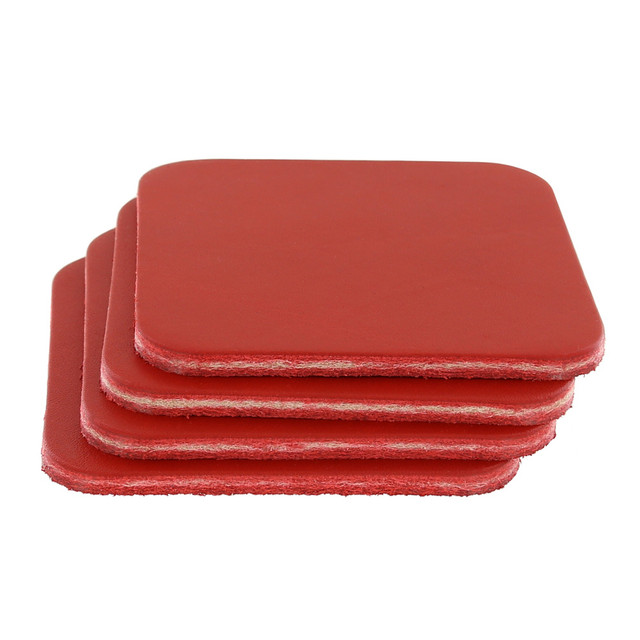 Leather Coasters, Wickett & Craig English Bridle, Square, Chili Pepper (4pc set)