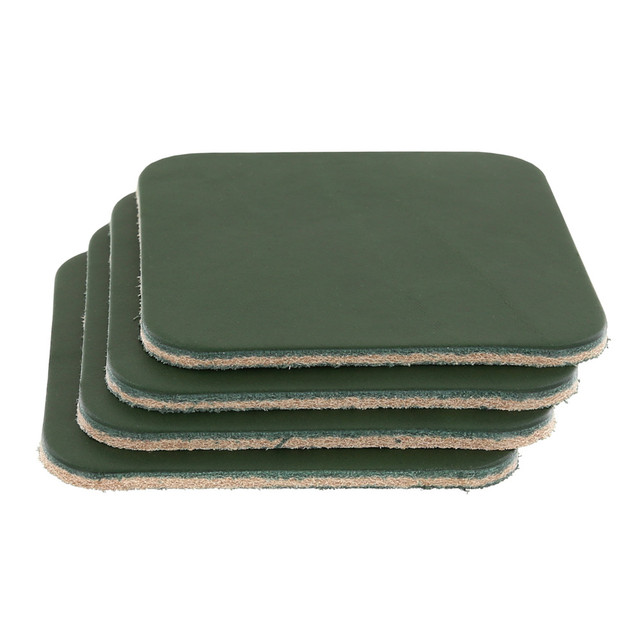 Leather Coasters, Wickett & Craig English Bridle, Square, Zucchini (4pc set)