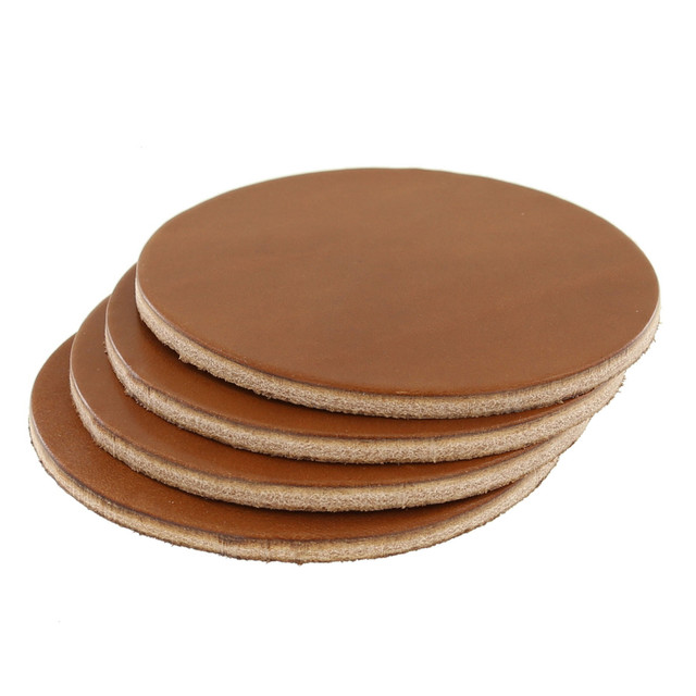 Leather Coasters, Wickett & Craig Traditional Harness, Circle, Buck Brown (4pc set)