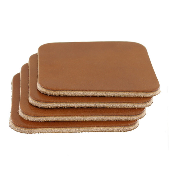 Leather Coasters, Wickett & Craig Traditional Harness, Square, Buck Brown (4pc set)