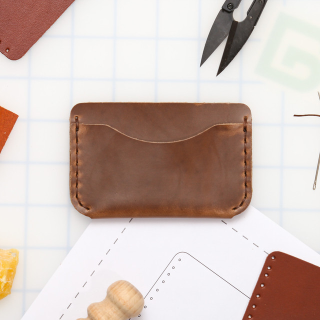 DIY 3-Pocket Foldover Wallet Leather Kit