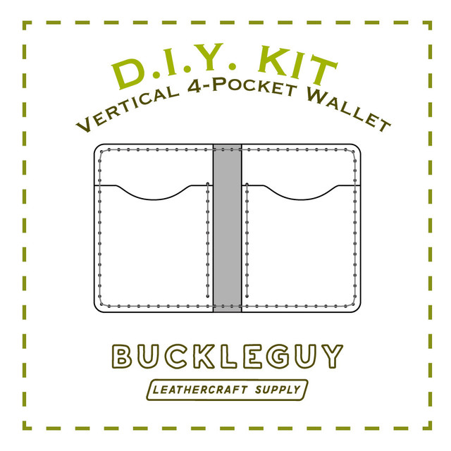4-Pocket Vertical Wallet Leather Pattern, PDF Template