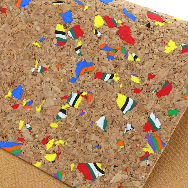 Italian Cork Fabric, Continuous Sheet, Small Chunk Pattern, Natural w/ Multicolor pieces