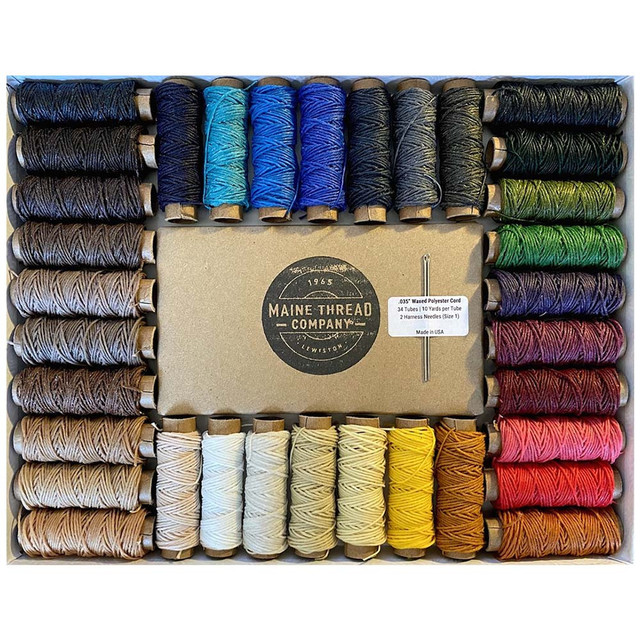Maine Thread, Twisted Waxed Cord, 34 Color Set, .035"