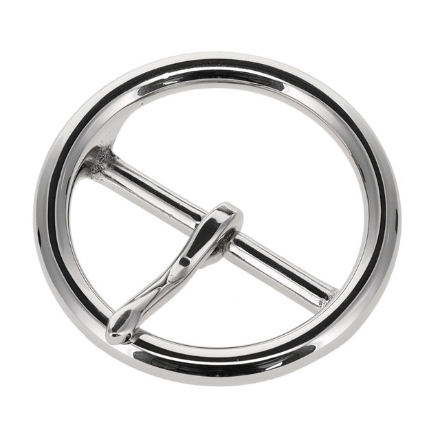 B9779 1 1/2" Nickel Plate, O-Ring Center Bar Buckle, Solid Brass-LL