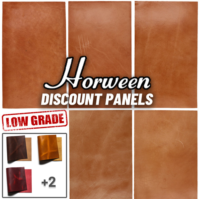 Assorted Horween Cavalier Leather Panels, Heavy Weight, 10 pack, 6.5" x 11"