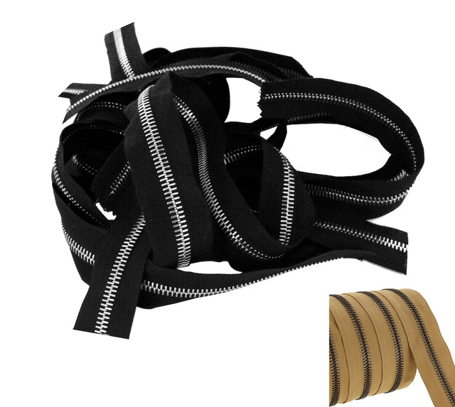 Riri Zipper, Metal 4, 6 & 8, Brown Tape, Assorted Teeth Odds & End Pieces, Total of 179"