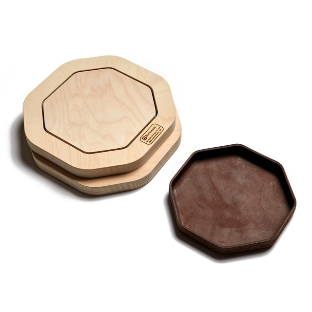 Leather Wet Mold DIY, Octagon 7.5" x 7.5" Leather Tray, 3 pc Set