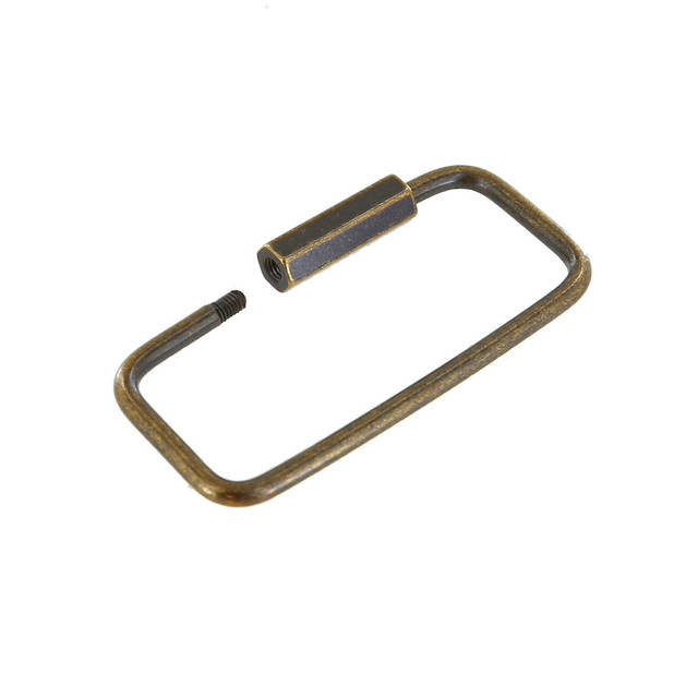 C5205 2-1/8” Antique Brass, Rectangle Key Ring w/ Spring, Solid Brass-LL