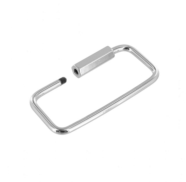 C5205 2-1/8” Nickel Plate, Rectangle Key Ring w/ Spring, Solid Brass-LL