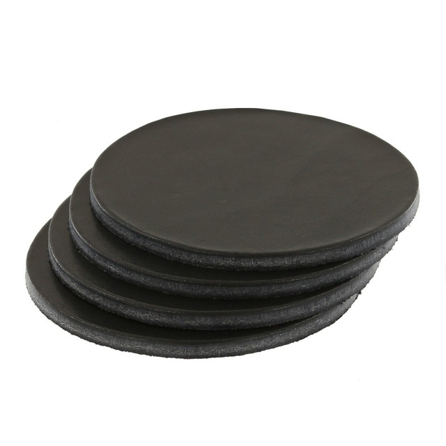 Leather Coasters, Wickett & Craig Traditional Harness, 3.75" Circle, Black (250pc set)