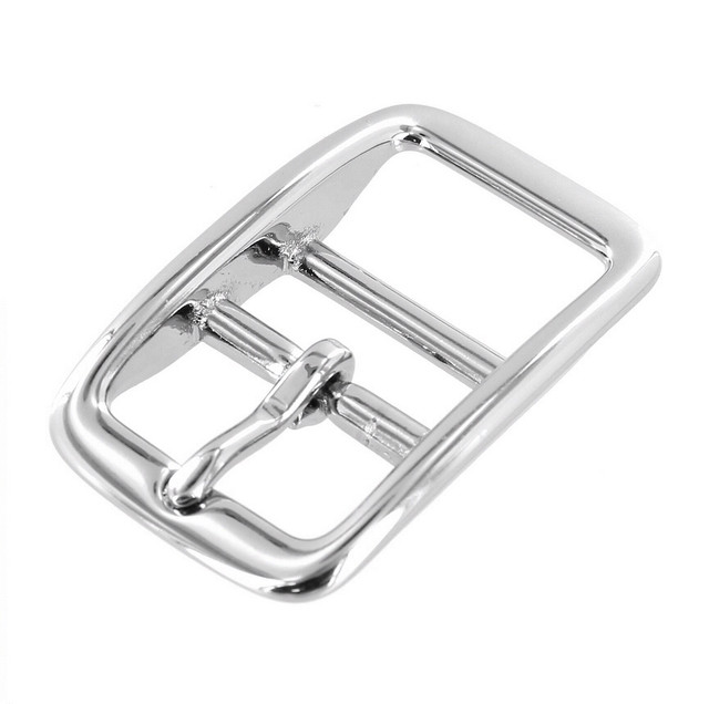 C5384 Nickel Plate, Double Bar Buckle, Solid Brass-LL, Multiple Sizes