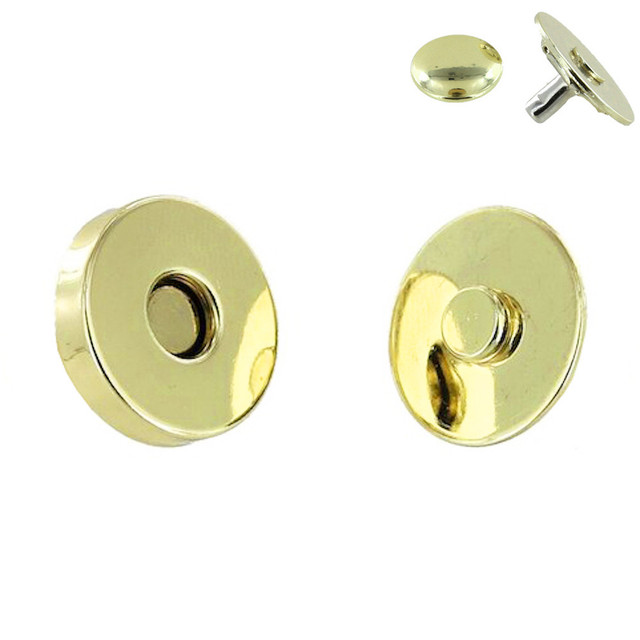 Magnetic Snap, Riveted Backs, Natural Brass