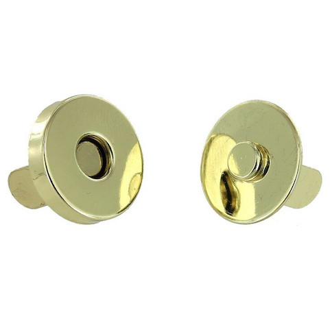 Round Magnetic Snap, Prong Back, Natural Brass
