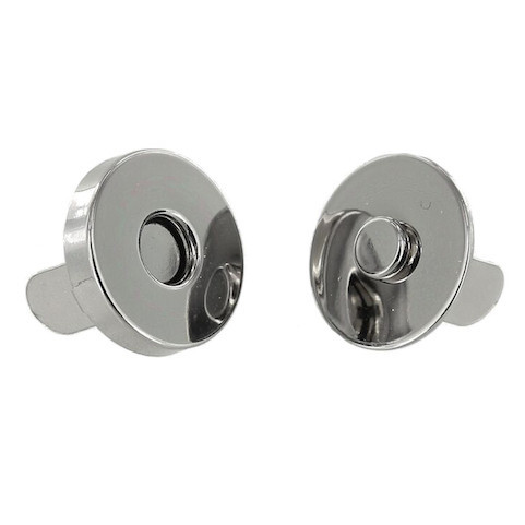 Round Magnetic Snap, Prong Back, Nickel Plate