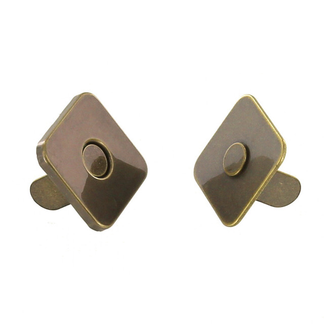 Square Thin Magnetic Snap, Antique Brass