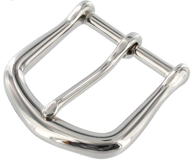 10174 Nickel Plate, Heel Bar Buckle, Solid Brass-LL, Multiple Sizes