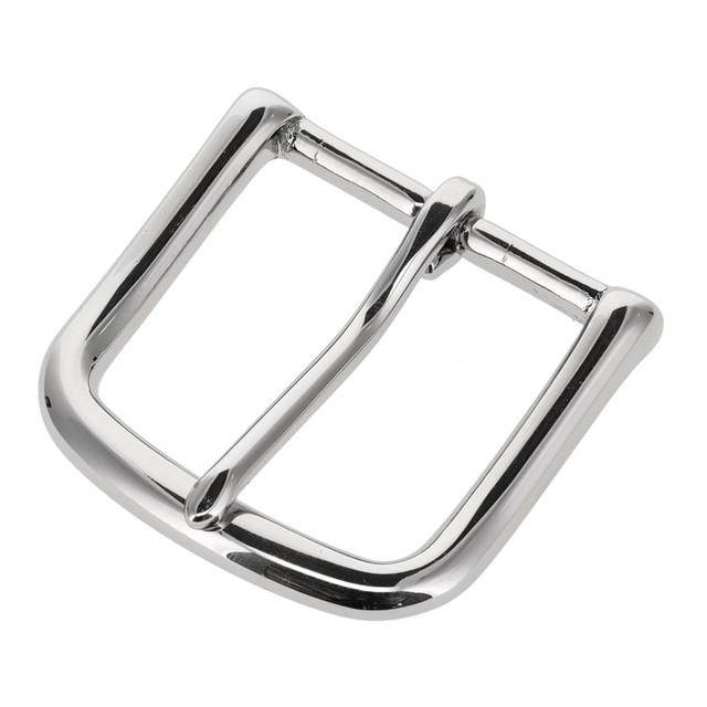 1035 Nickel Plate, Heel Bar Buckle, Solid Brass-LL, Multiple Sizes