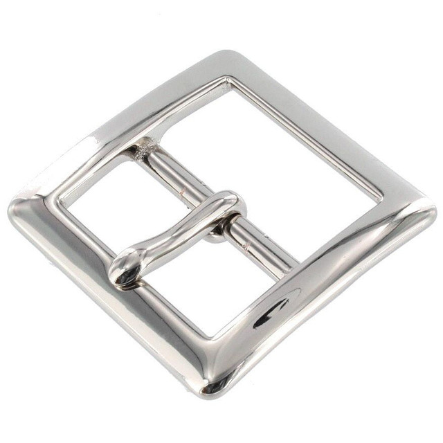 1316 Nickel Plate, Center Bar Buckle, Solid Brass-LL, Multiple Sizes